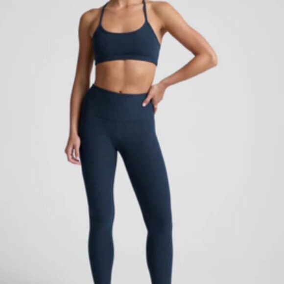 Like New  Spacedye Slim Racerback Cropped Tank & Legging Set Nocturnal Navy - Picture 2 of 13